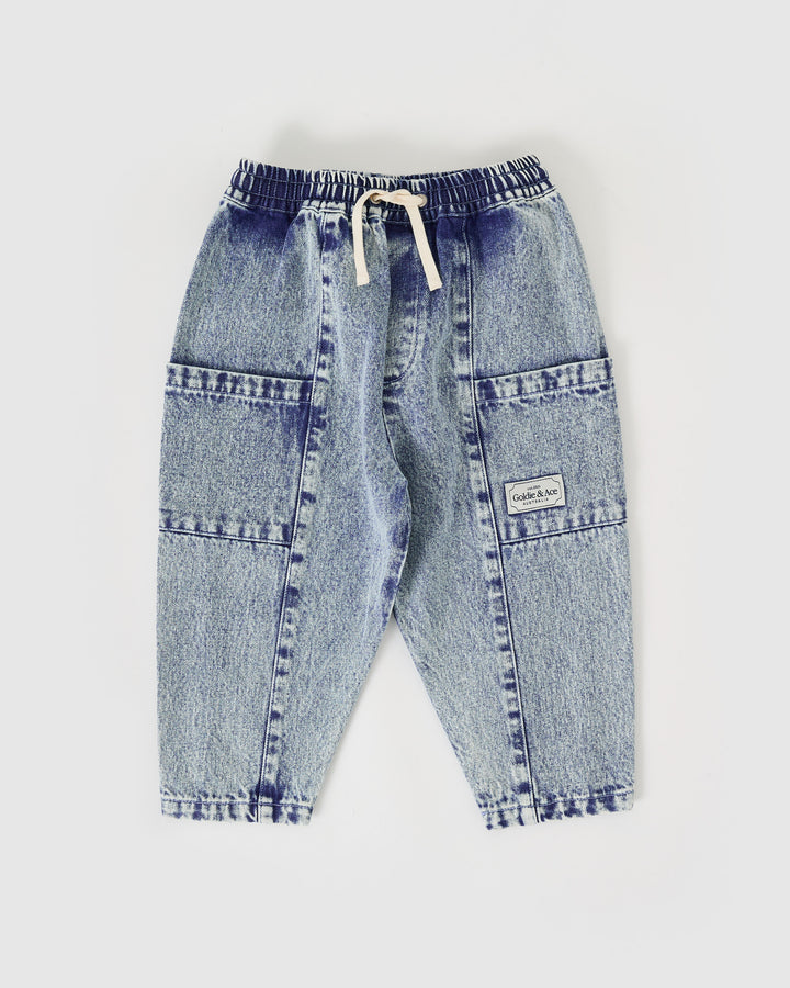 Goldie + Ace jeans Kit Pocket met oversized zakken en elastische taille