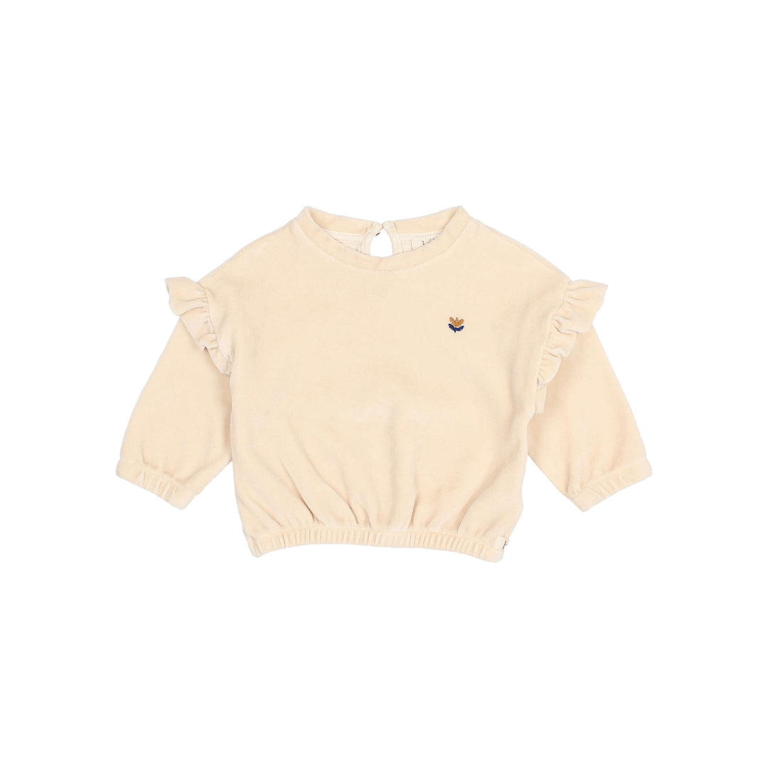 Búho - Sweater Baby Tulip Velvet Ruffle Ivory