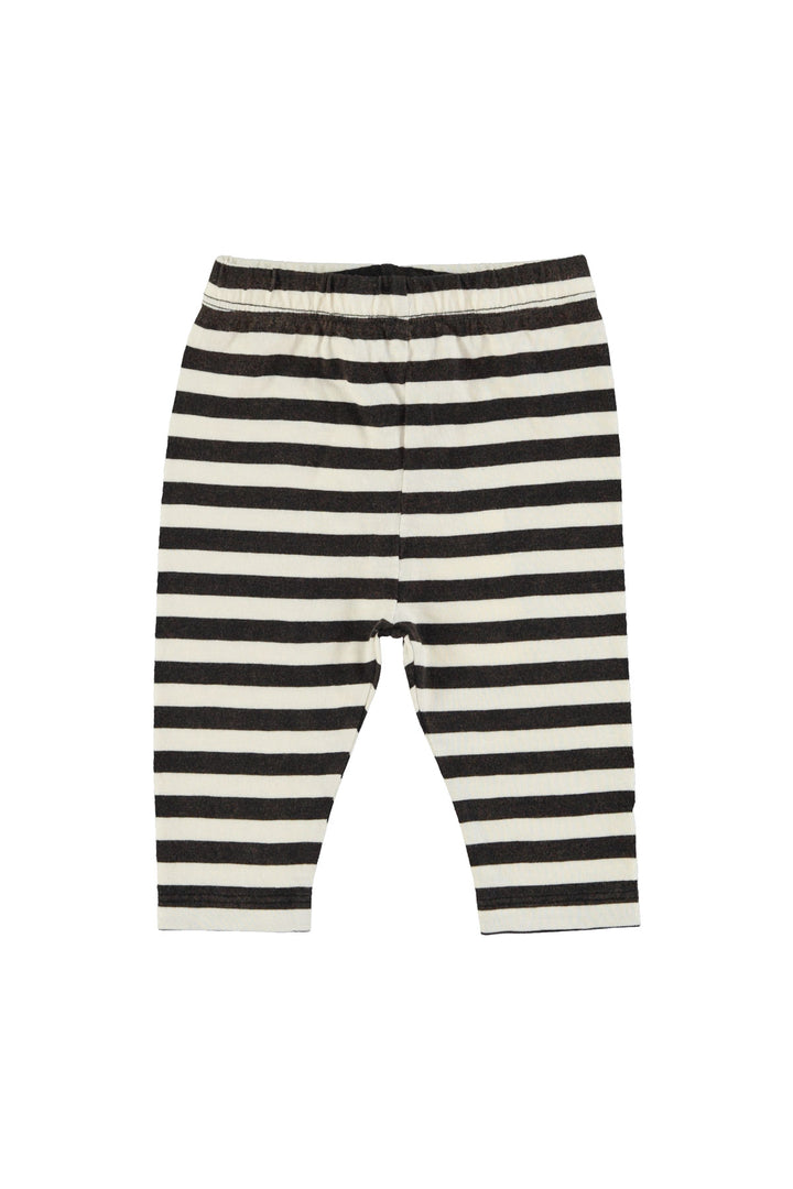 Piupiuchick - Legging Baby Jersey Flame Stripes Ecru / Black