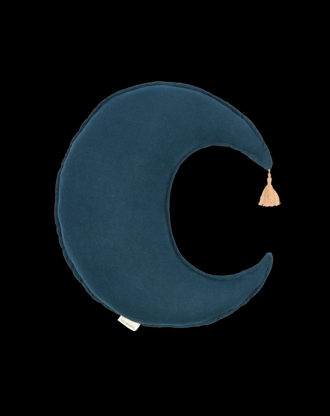 Nobodinoz - Kussen Moon French Linen Deep Blue