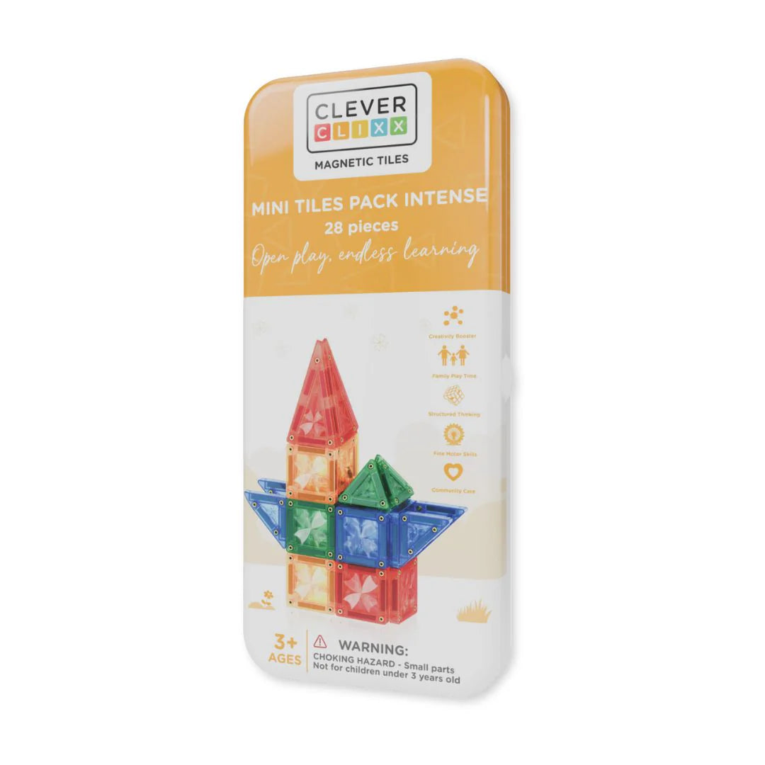 Cleverclixx - Magnetische Tegels Mini Tiles Intense | 28-delige Bouwset