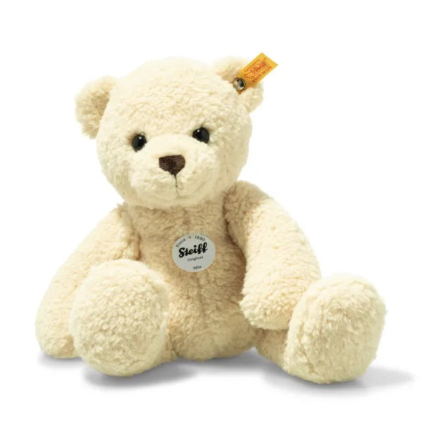 Steiff Mila teddybeer 30 cm in vanillegeel met roestvrijstalen Button in Ear