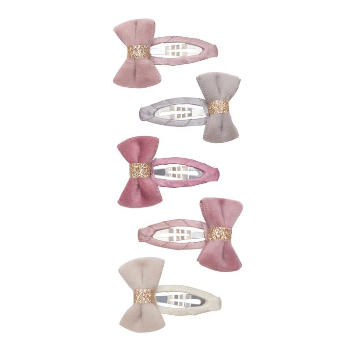 Roze haarspelden met fluwelen strikjes van Mimi & Lula