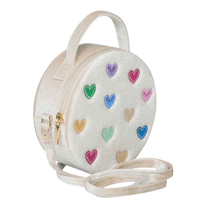 Mimi & Lula Jazzy Hearts velvet schoudertas met glinsterende hartjes