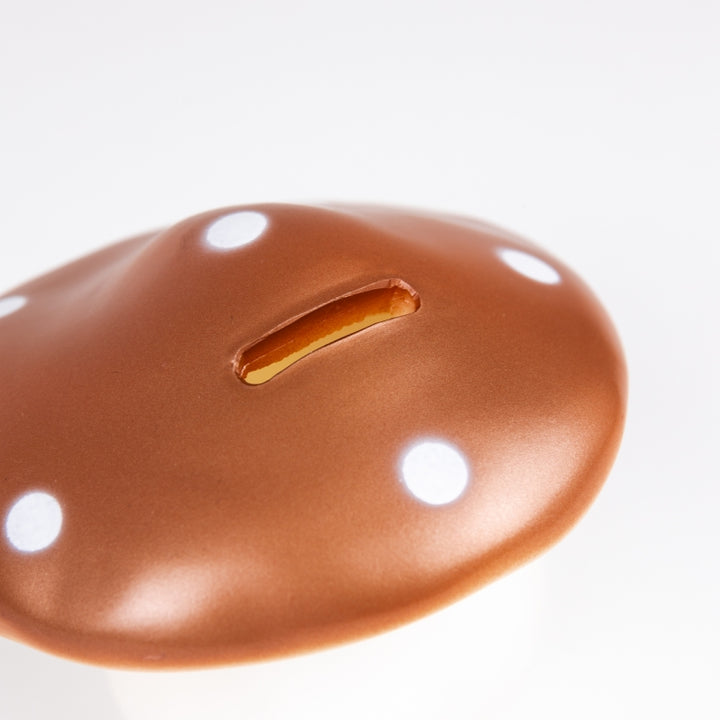 Egmont Toys spaarpot in paddenstoelvorm, koperkleurig met draaistop