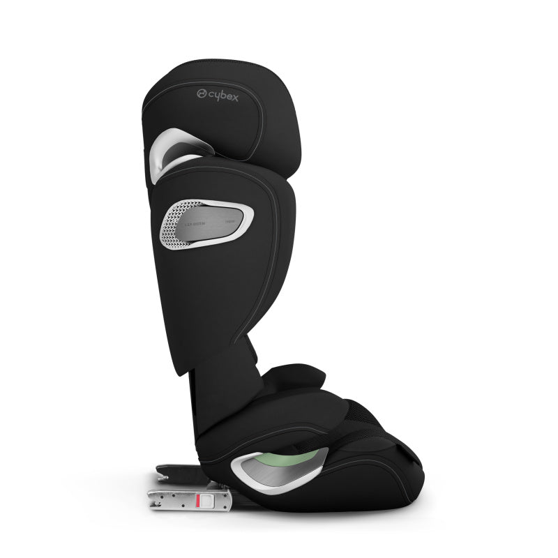 Cybex Solution T i-Fix Plus autostoel in Sepia Black met verstelbare hoofdsteun en zijdelingse impactbescherming.