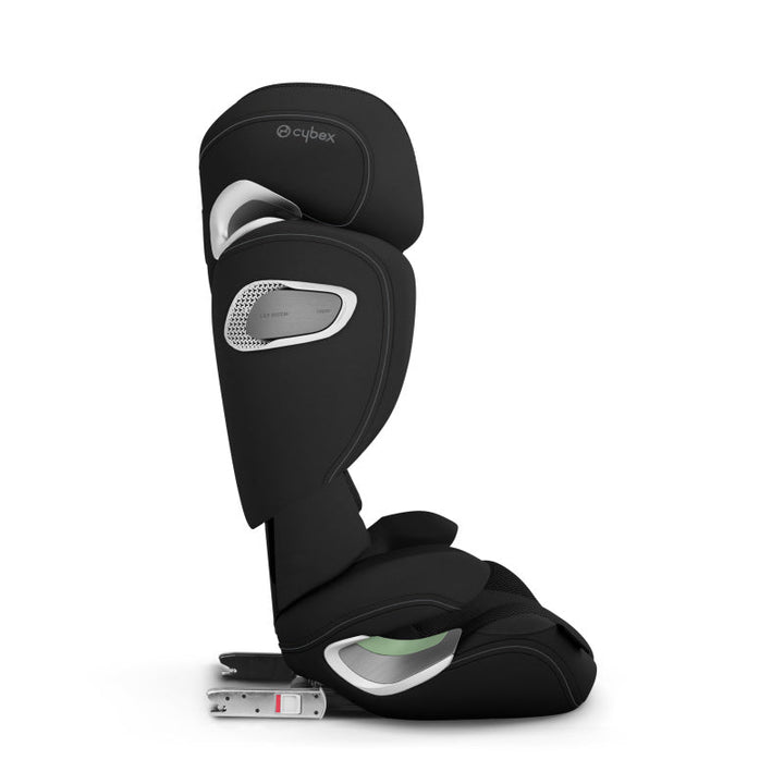 Cybex Solution T i-Fix Plus autostoel in Sepia Black met verstelbare hoofdsteun en zijdelingse impactbescherming.