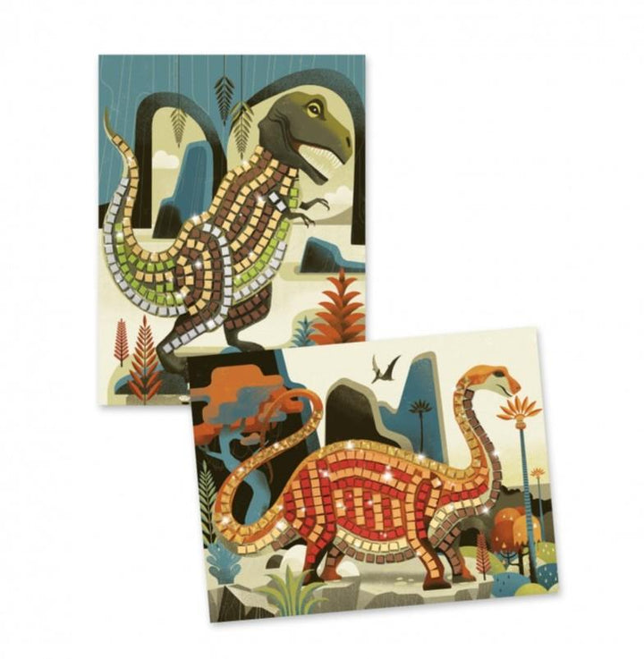 Djeco Mozaïek Dinosaurussen – knutselset met metallic stickers voor dino mozaïek
