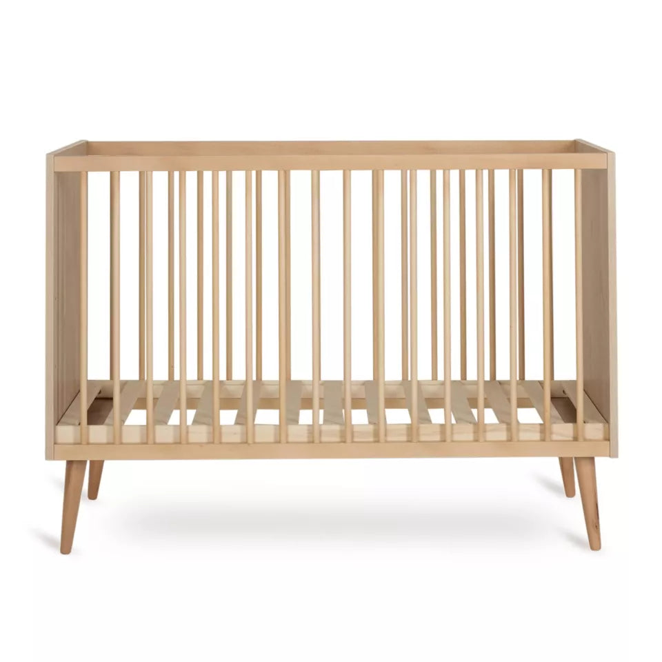 "Quax Cocoon Natural Oak babybed 60 x 120 cm met verstelbare bodem en elegante beukenhouten poten"