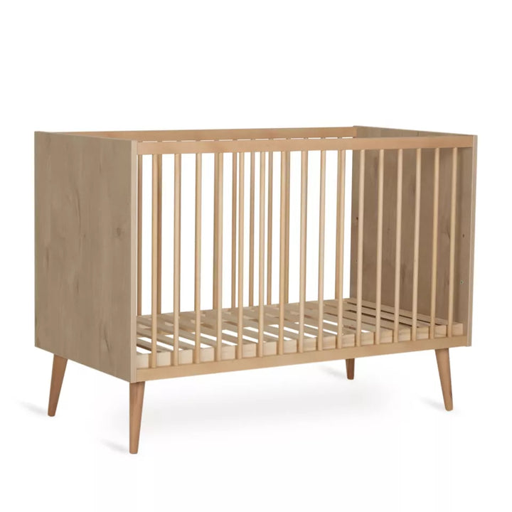 "Quax Cocoon Natural Oak babybed 60 x 120 cm met verstelbare bodem en elegante beukenhouten poten"