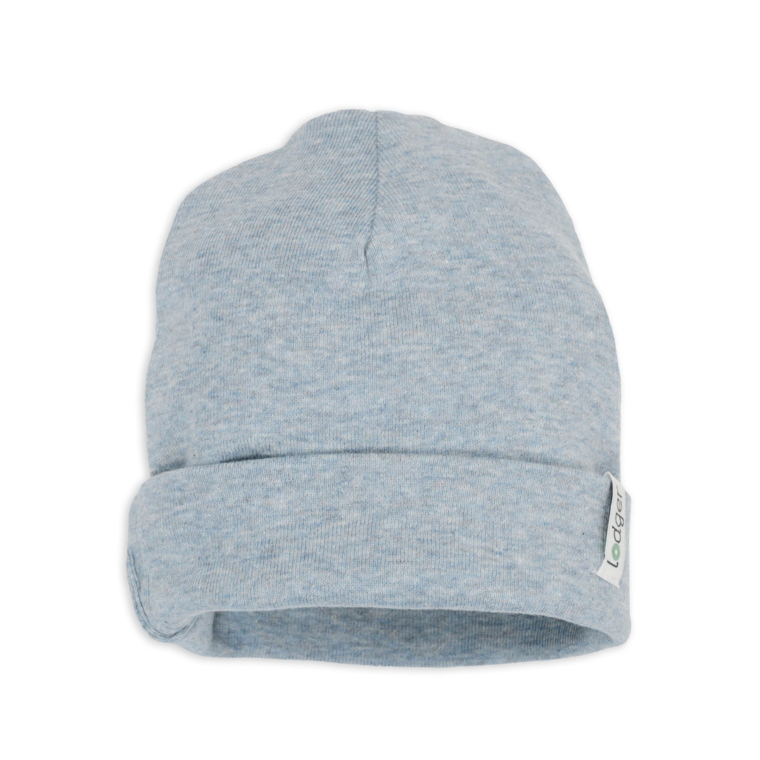 Babymuts Lodger Beanie Melange in Blue Fogg – zacht biologisch katoen