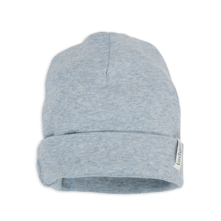 Babymuts Lodger Beanie Melange in Blue Fogg – zacht biologisch katoen