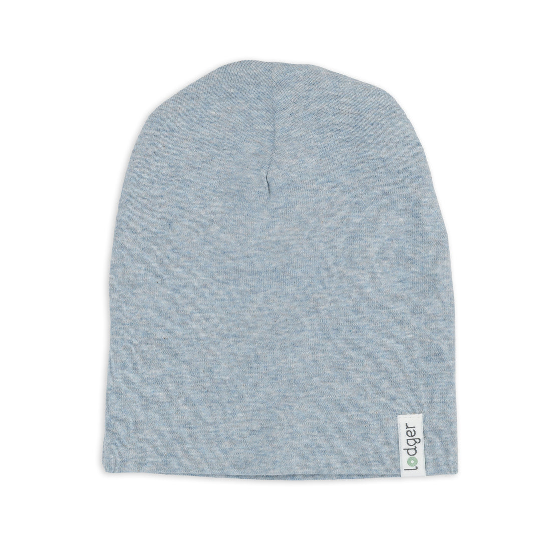 Babymuts Lodger Beanie Melange in Blue Fogg – zacht biologisch katoen