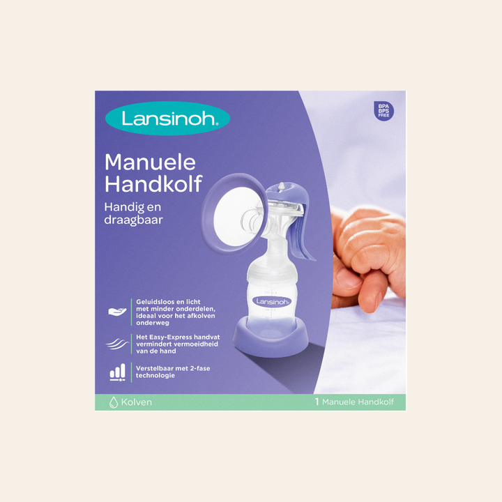 Lansinoh Handkolf met ergonomische handgreep en ComfortFit Borstschild, inclusief fles en NaturalWave speen.