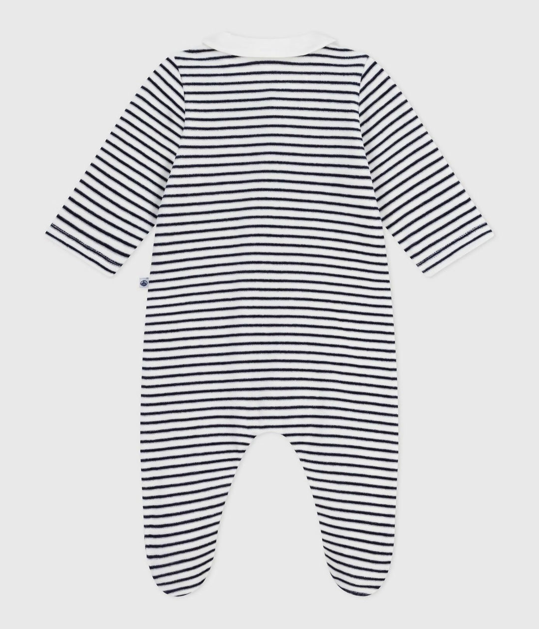 Petit Bateau pyjama met kraagje en hartstreepjes in Marshmallow/Smoking