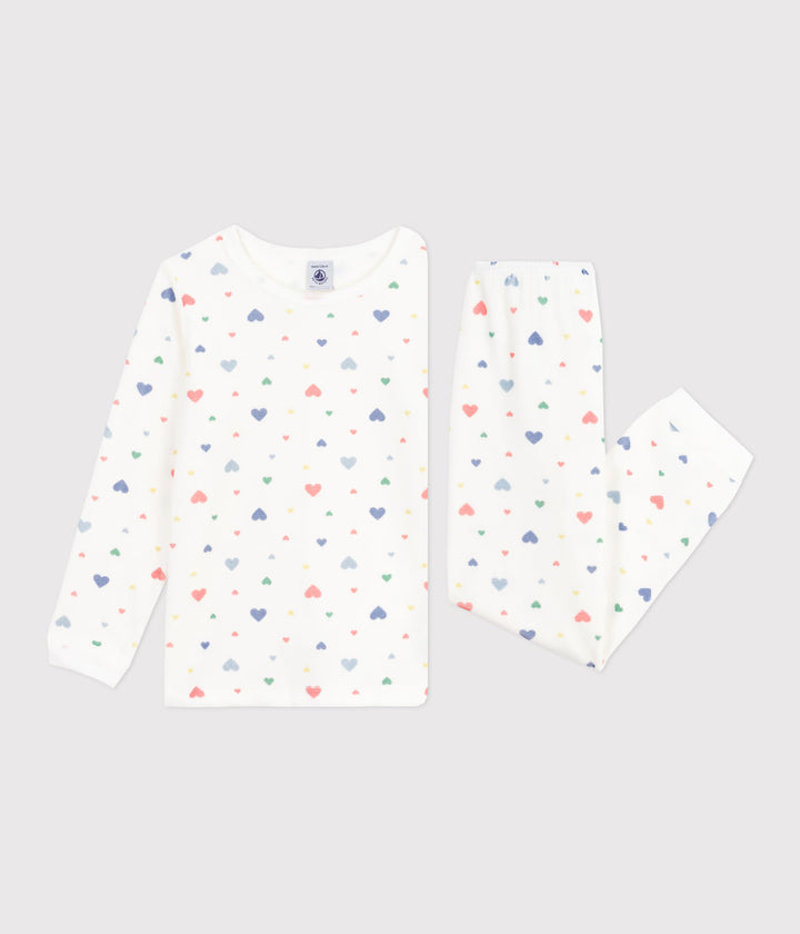 Petit Bateau 2-delige pyjama met multicolour hartjesprint
