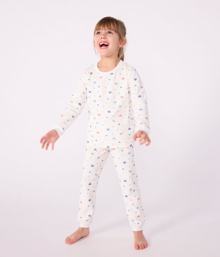 Petit Bateau 2-delige pyjama met multicolour hartjesprint