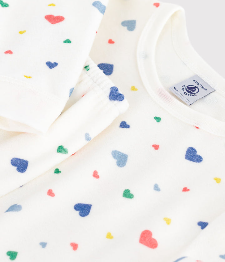 Petit Bateau 2-delige pyjama met multicolour hartjesprint