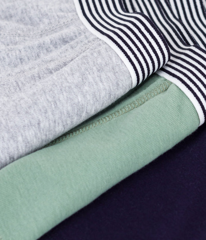 Petit Bateau 3-pack jongens boxershorts in grijs, groen en blauw