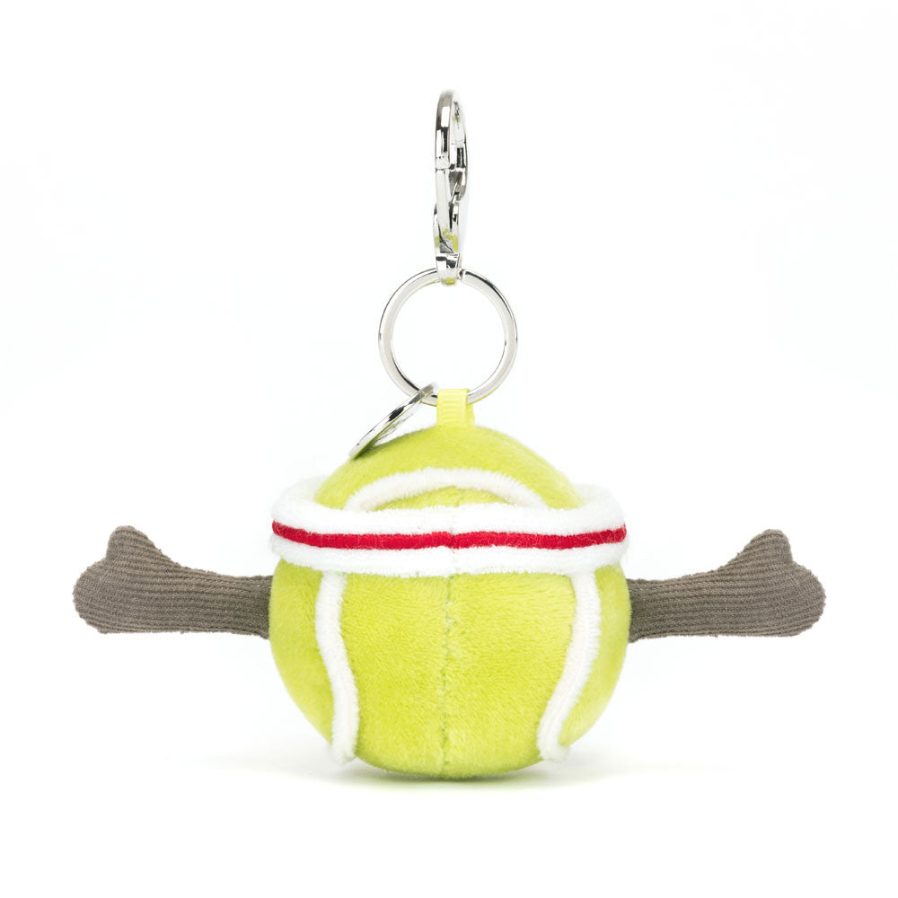 Jellycat sleutelhanger Amuseables Sports Tennis Charm, zacht pluche voetbal met metalen clip