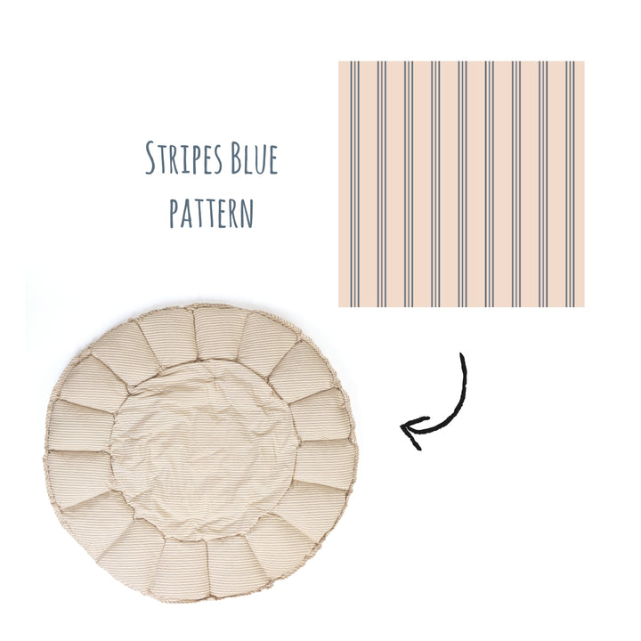 Play & Go Speelmat Blue Stripes Brown, omgevormd tot babynestje en opbergzak, ideaal voor baby’s