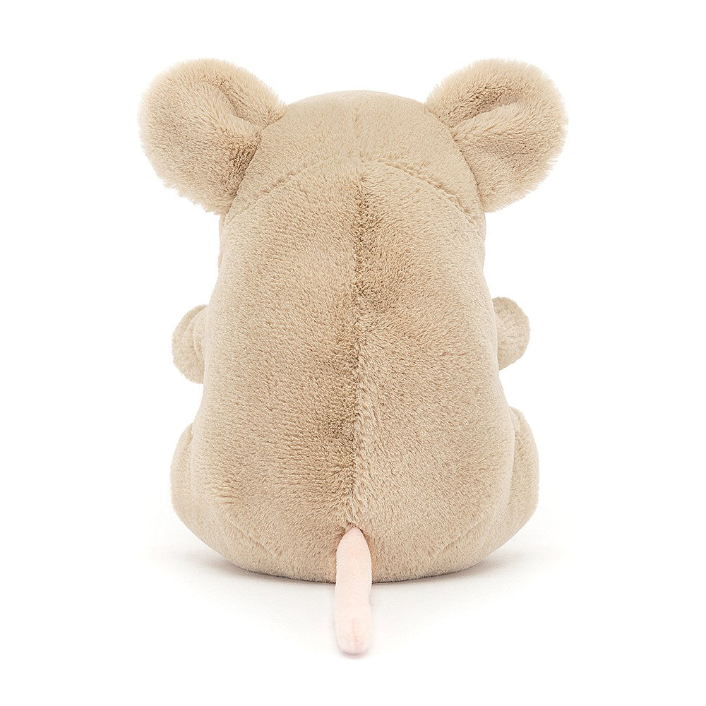 Jellycat knuffel Darcy Dormouse, 16 cm, met roze oortjes en een knisperende buik