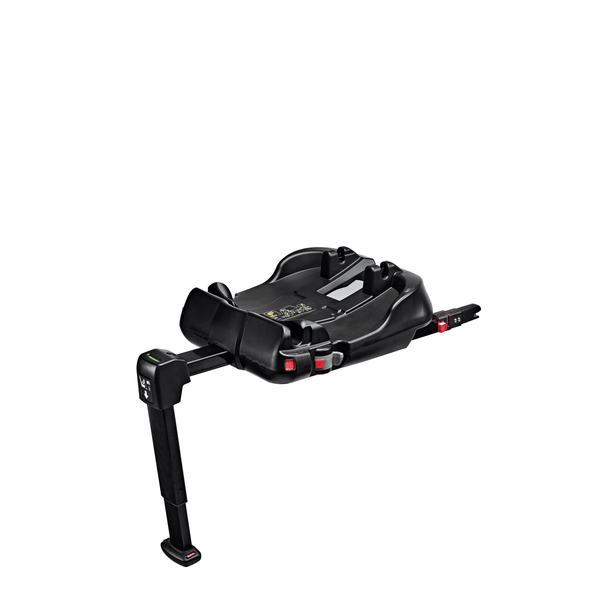 Doona ISOFIX Basis voor de Doona X autostoel, geïnstalleerd in een auto met kleurindicatoren voor veilige bevestiging.