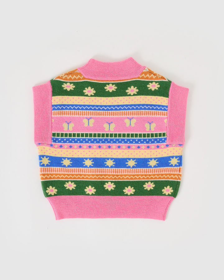 Goldie + Ace debardeur trui met jacquard bloemen- en vlindermotief