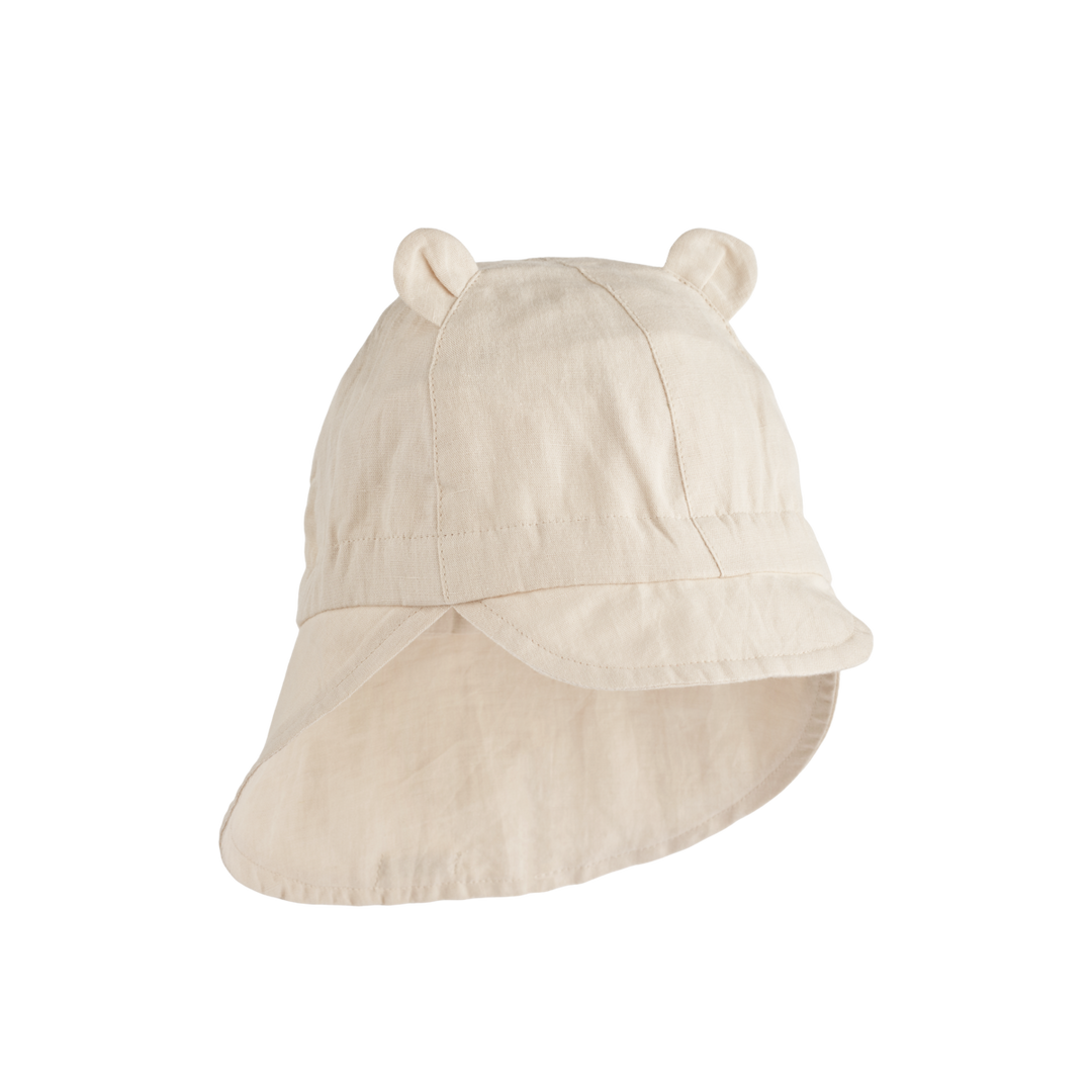 Liewood Gorm zonnehoedje van linnen en katoen in Sandy met lange nekflap