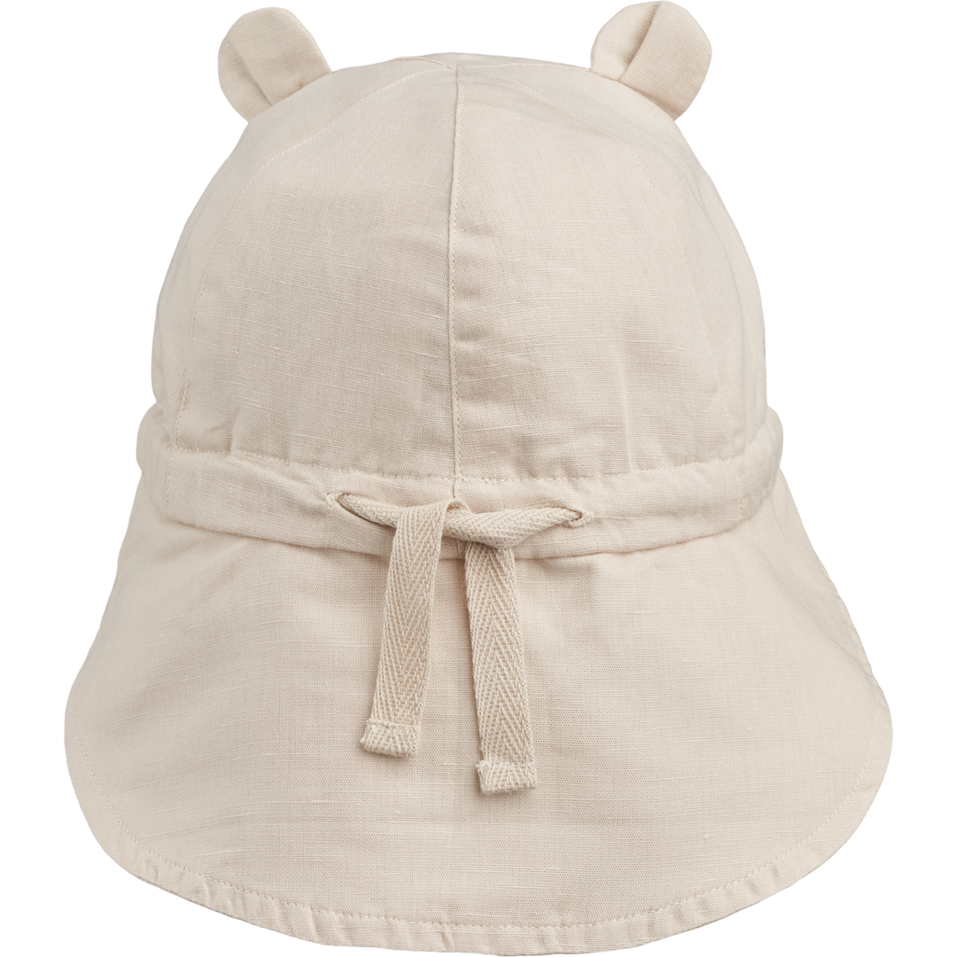 Liewood Gorm zonnehoedje van linnen en katoen in Sandy met lange nekflap