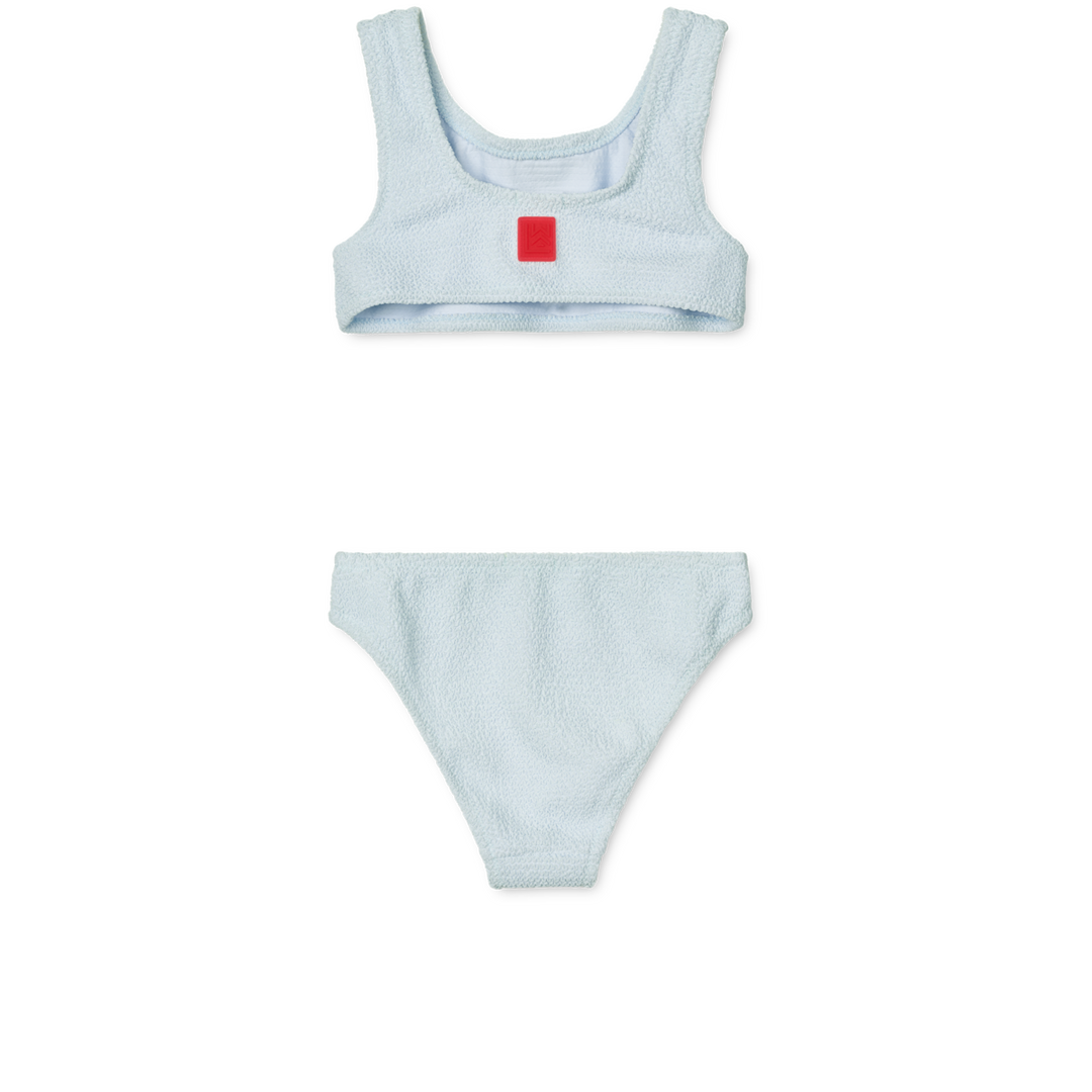 Liewood Bello bikini in Pure Sky met gekreukte stof en siliconen ruglogo