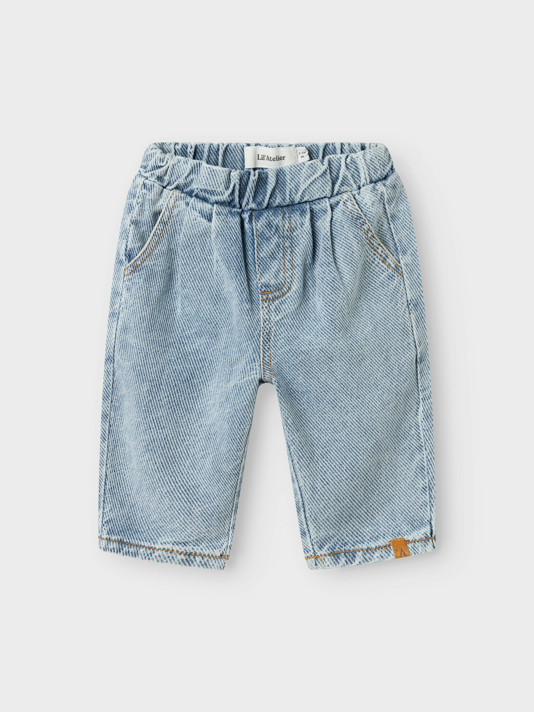 Lil Atelier baggy jeansbroek van rib denim in Medium Blue