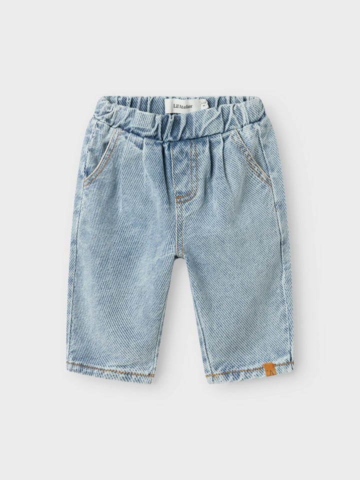 Lil Atelier baggy jeansbroek van rib denim in Medium Blue