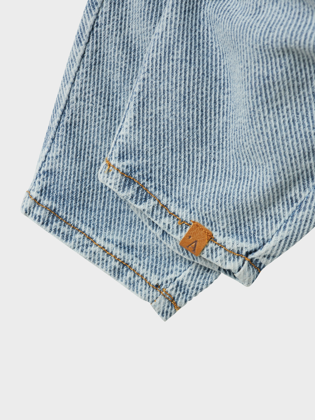 Lil Atelier baggy jeansbroek van rib denim in Medium Blue