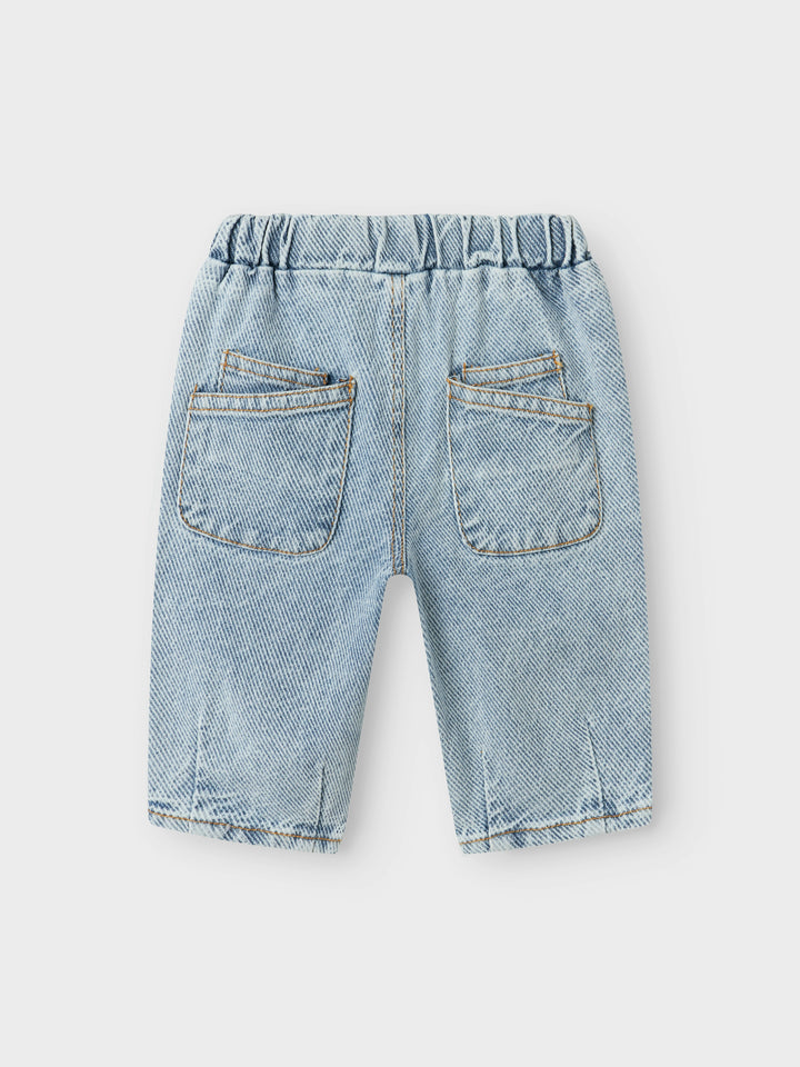 Lil Atelier baggy jeansbroek van rib denim in Medium Blue