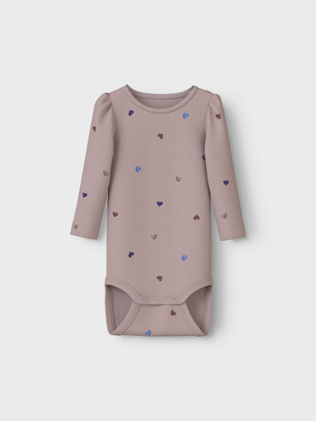 Lila ribtricot body van Name It met O-hals en biologisch katoen