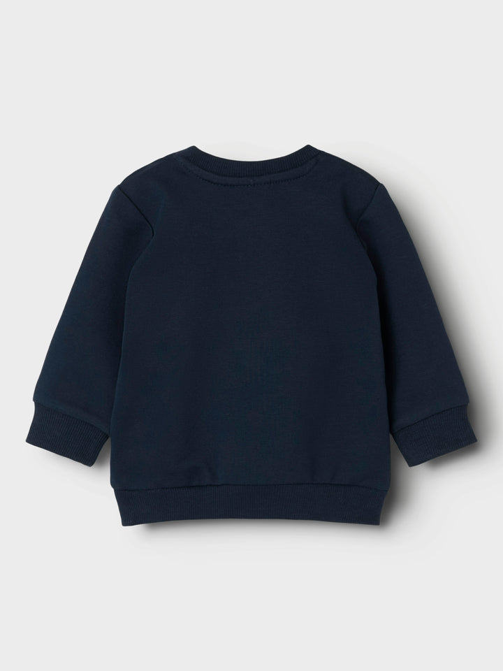 Donkerblauwe sweater met O-hals van biologisch katoen van Name It