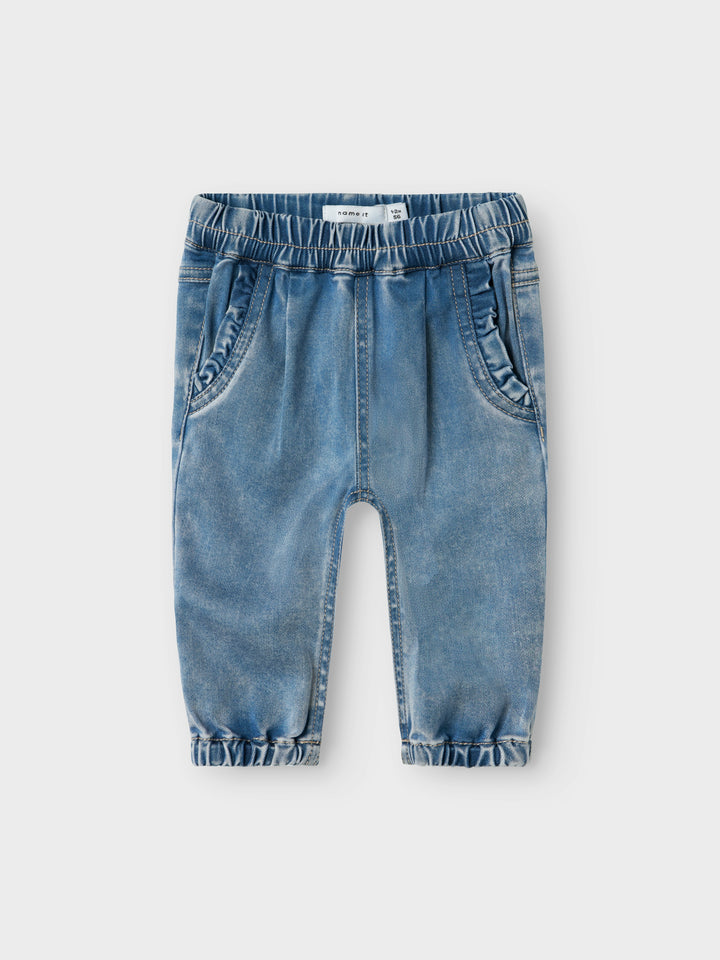 Babyjeans in mediumblauw met ruches en verstelbare taille van Name It