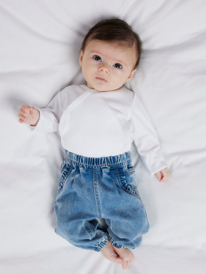 Babyjeans in mediumblauw met ruches en verstelbare taille van Name It