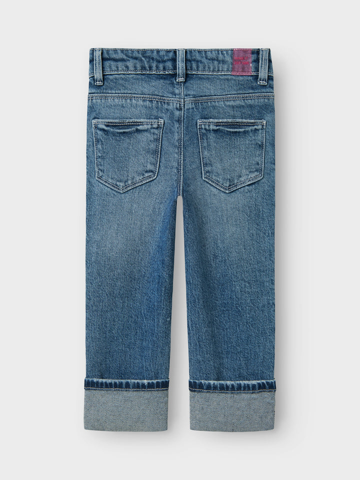 Straight fit jeans van Name It in mediumblauw met omvouwbare zomen