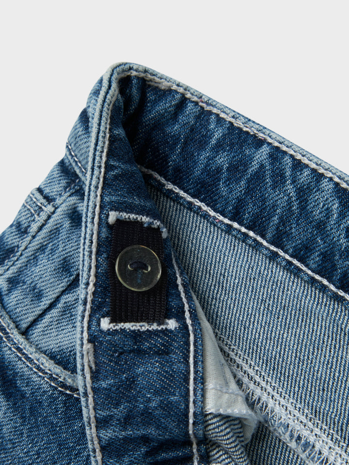 Straight fit jeans van Name It in mediumblauw met omvouwbare zomen