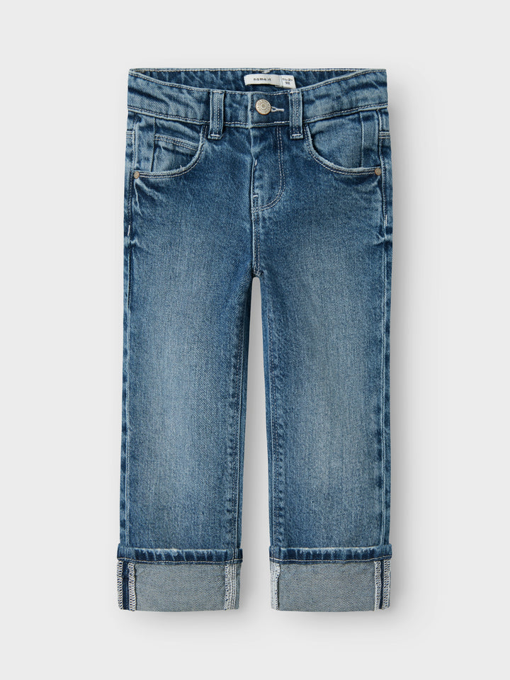 Straight fit jeans van Name It in mediumblauw met omvouwbare zomen