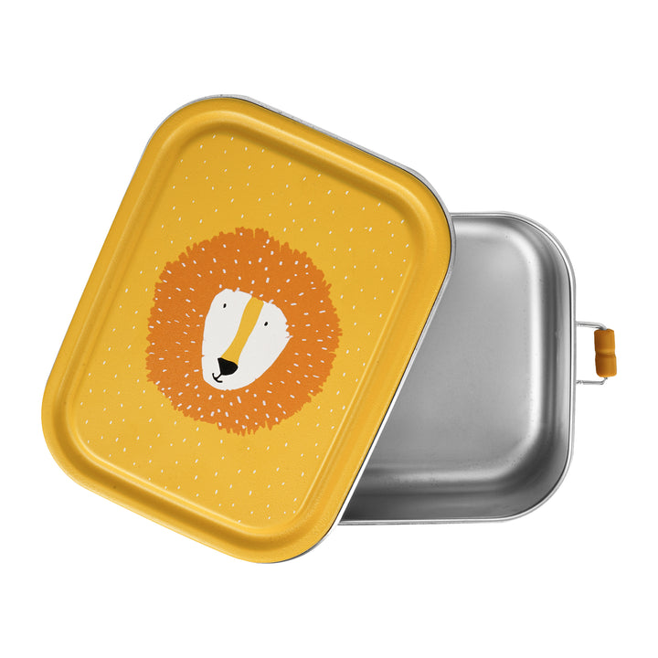 Lunchbox Trixie Mr. Lion, roestvrij staal met diertje op het deksel en clipsluiting