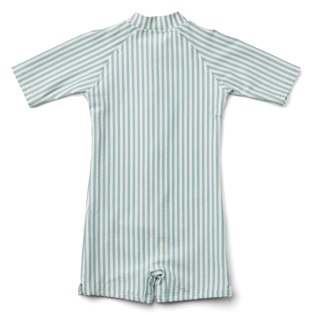 Zwempak Max Seersucker Y/D Stripe Sea Blue / White