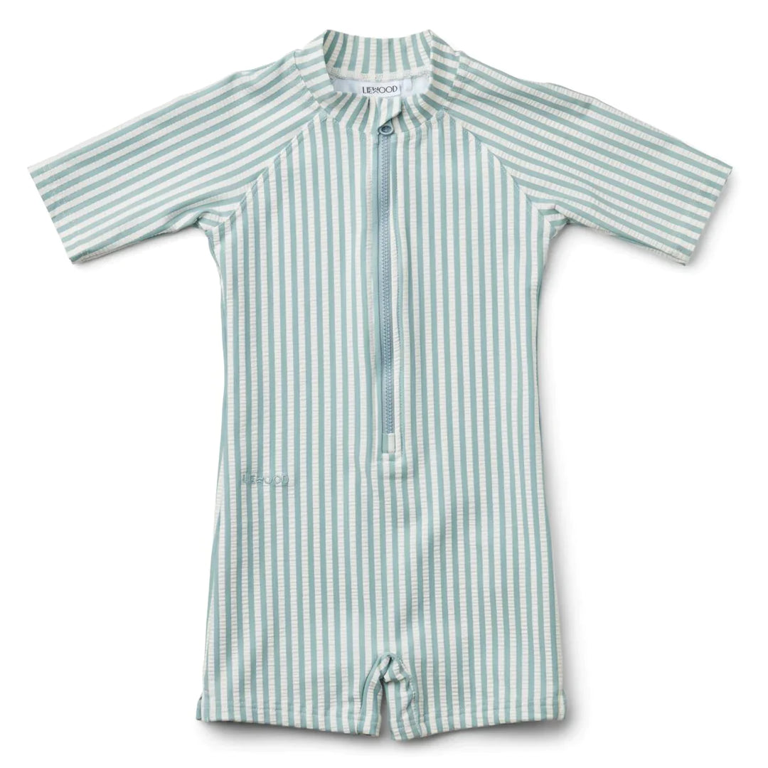 Zwempak Max Seersucker Y/D Stripe Sea Blue / White