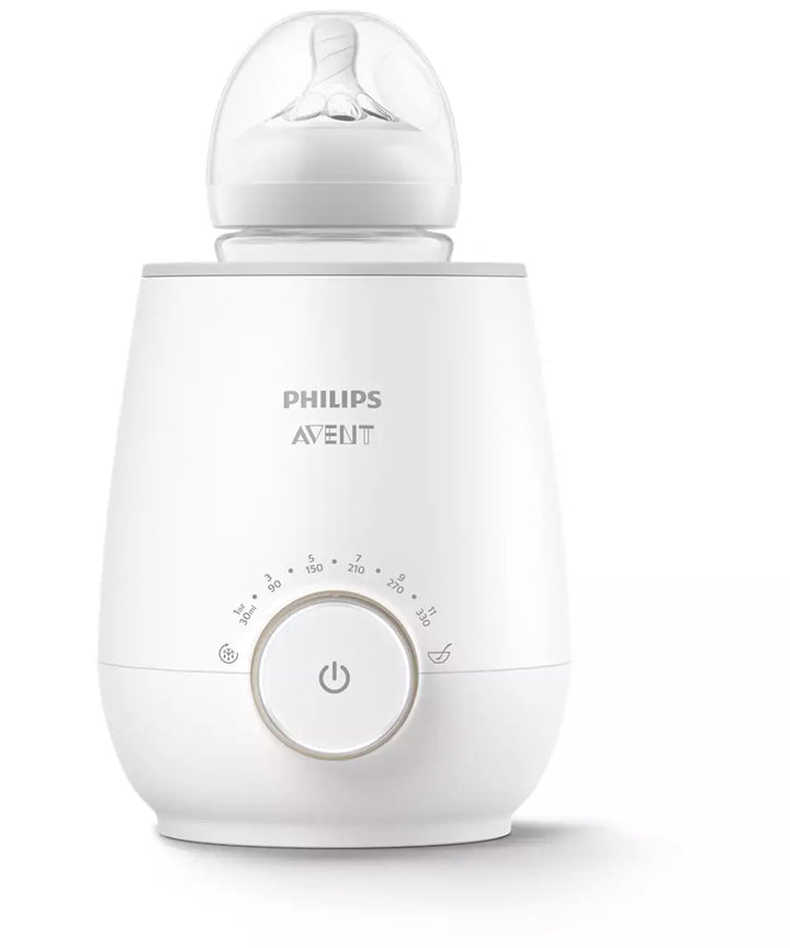 Avent Flesverwarmer Premium met slimme temperatuurregeling voor snelle en veilige opwarming van melk en babyvoeding.