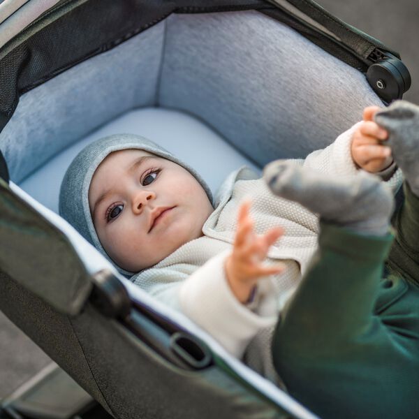 Joolz hoeslaken Essentials in Grey Melange, op kinderwagenmatras