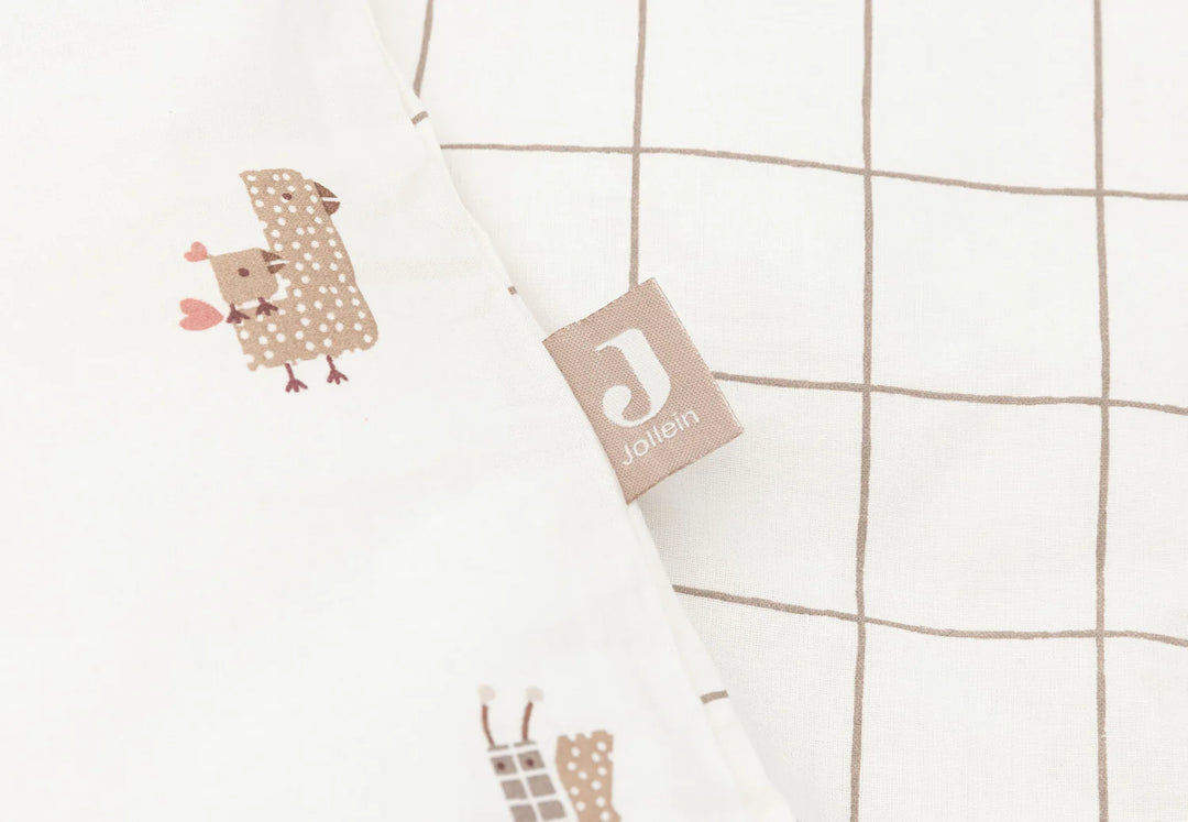 Jollein dekbedovertrek Animal Friends 100x140cm met dierenprint en ruit