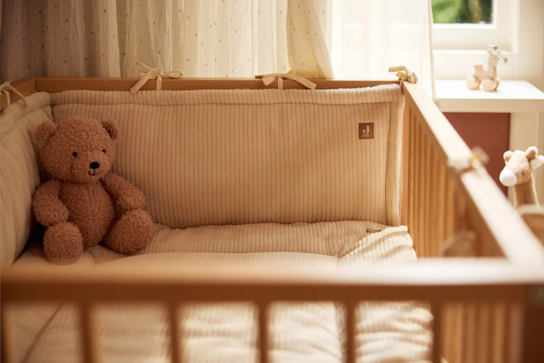Jollein parkomrander Cloudy Rib Oatmeal dubbelzijdig met rib en teddy