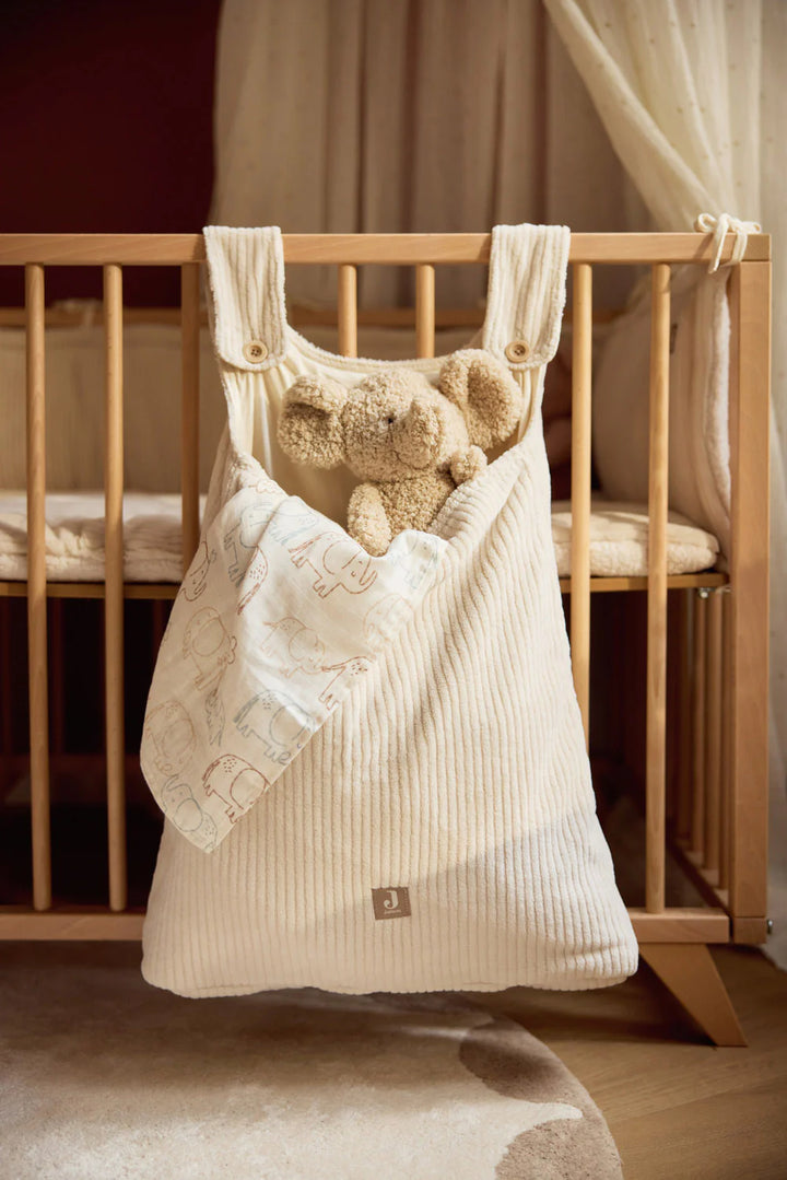 Jollein opbergzak Cloudy Rib Oatmeal voor box met knoopsluiting